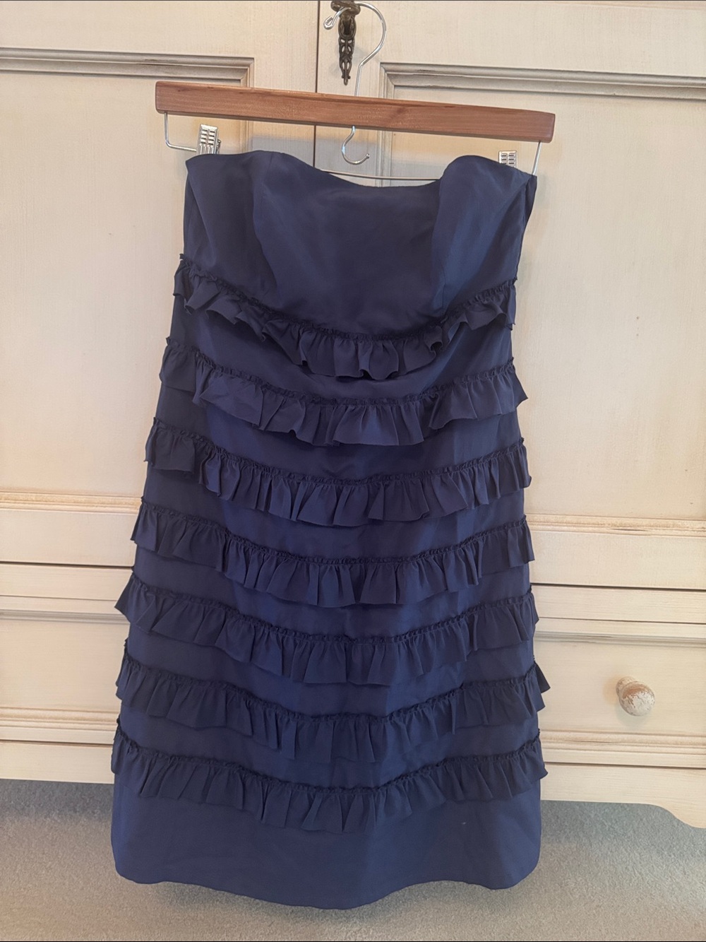 GAP Navy Strapless Ruffle Dress